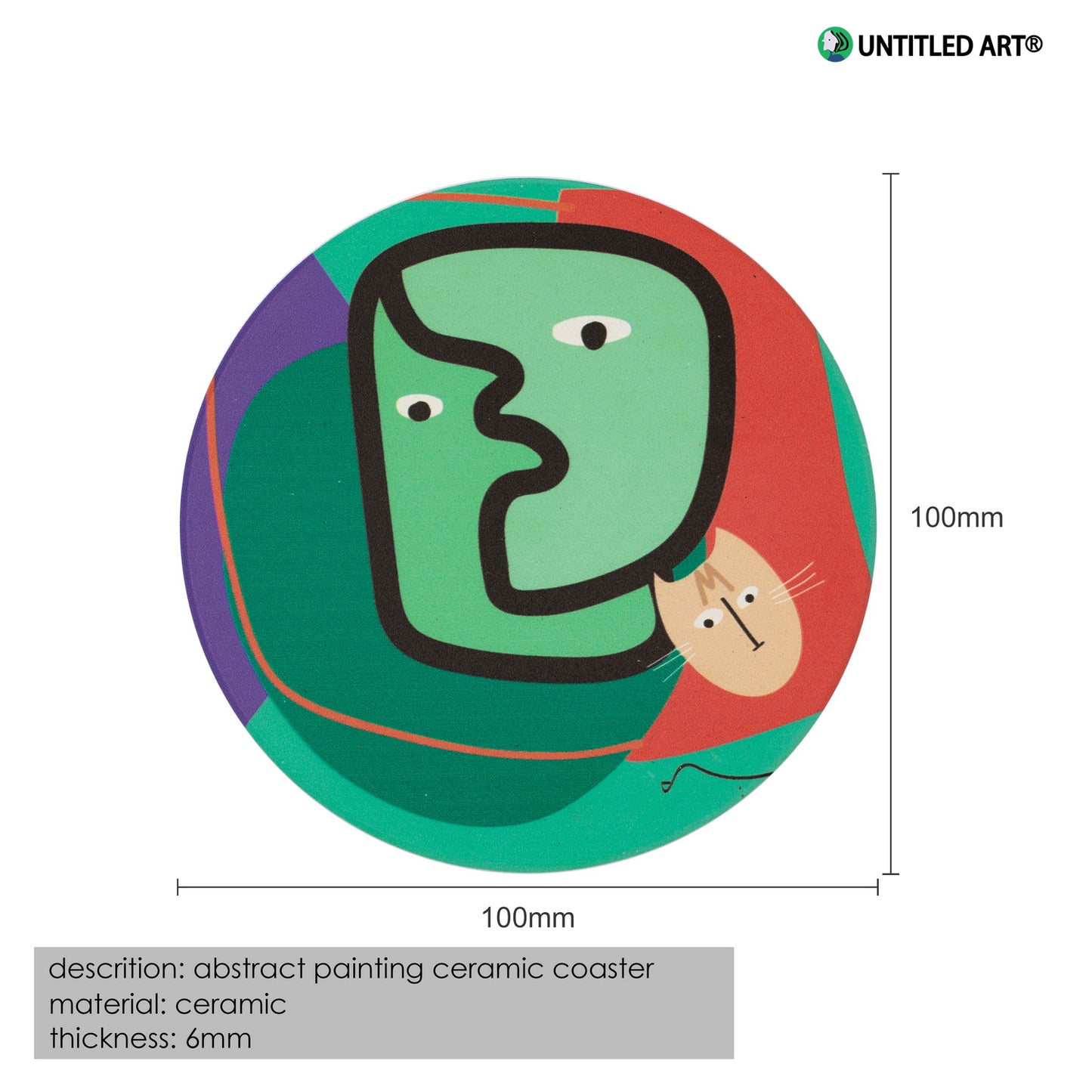 Original abstract painting ceramic coaster household thickening insulation pad office tea coaster dining table mat