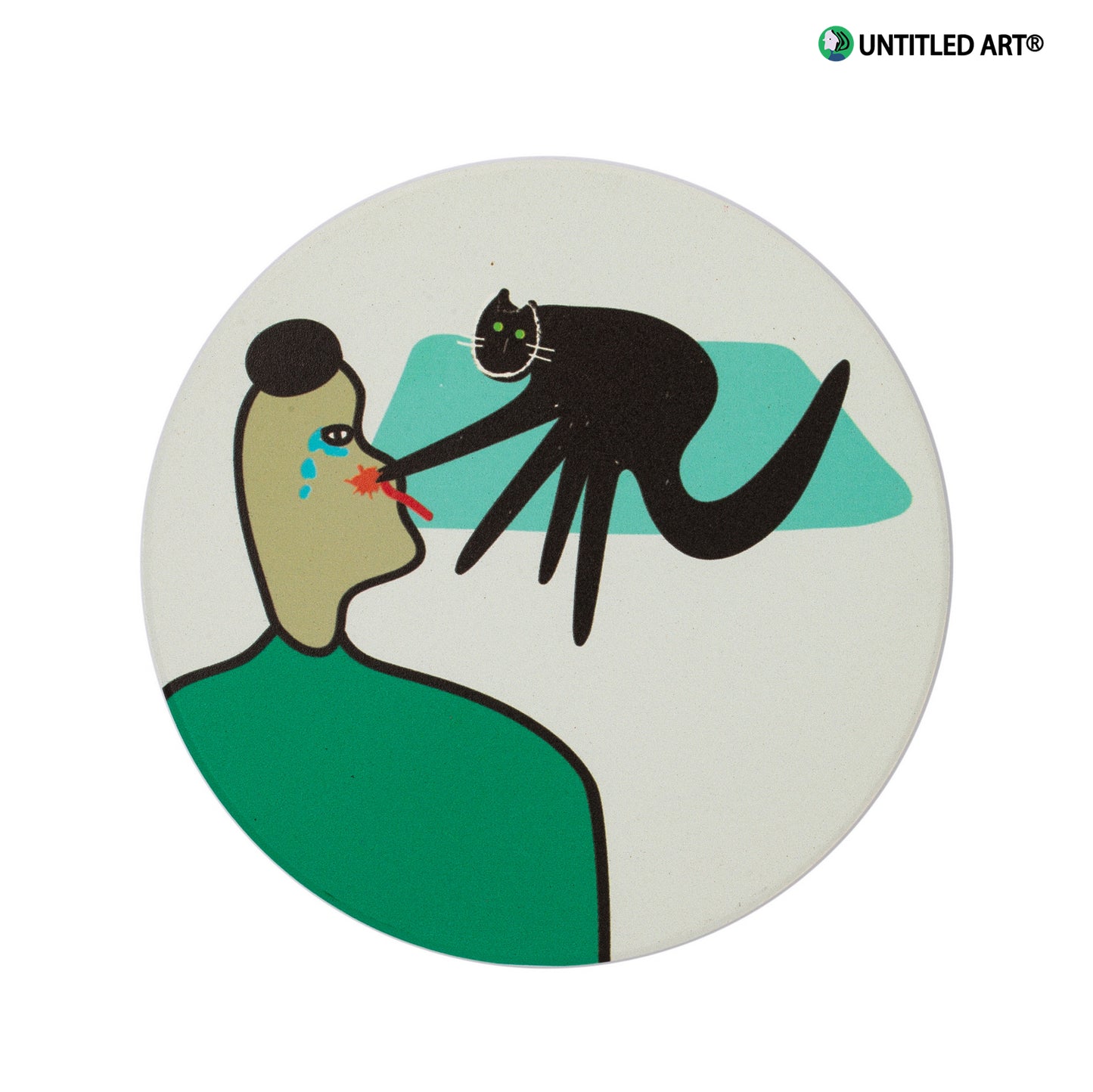 Original abstract painting ceramic coaster household thickening insulation pad office tea coaster dining table mat