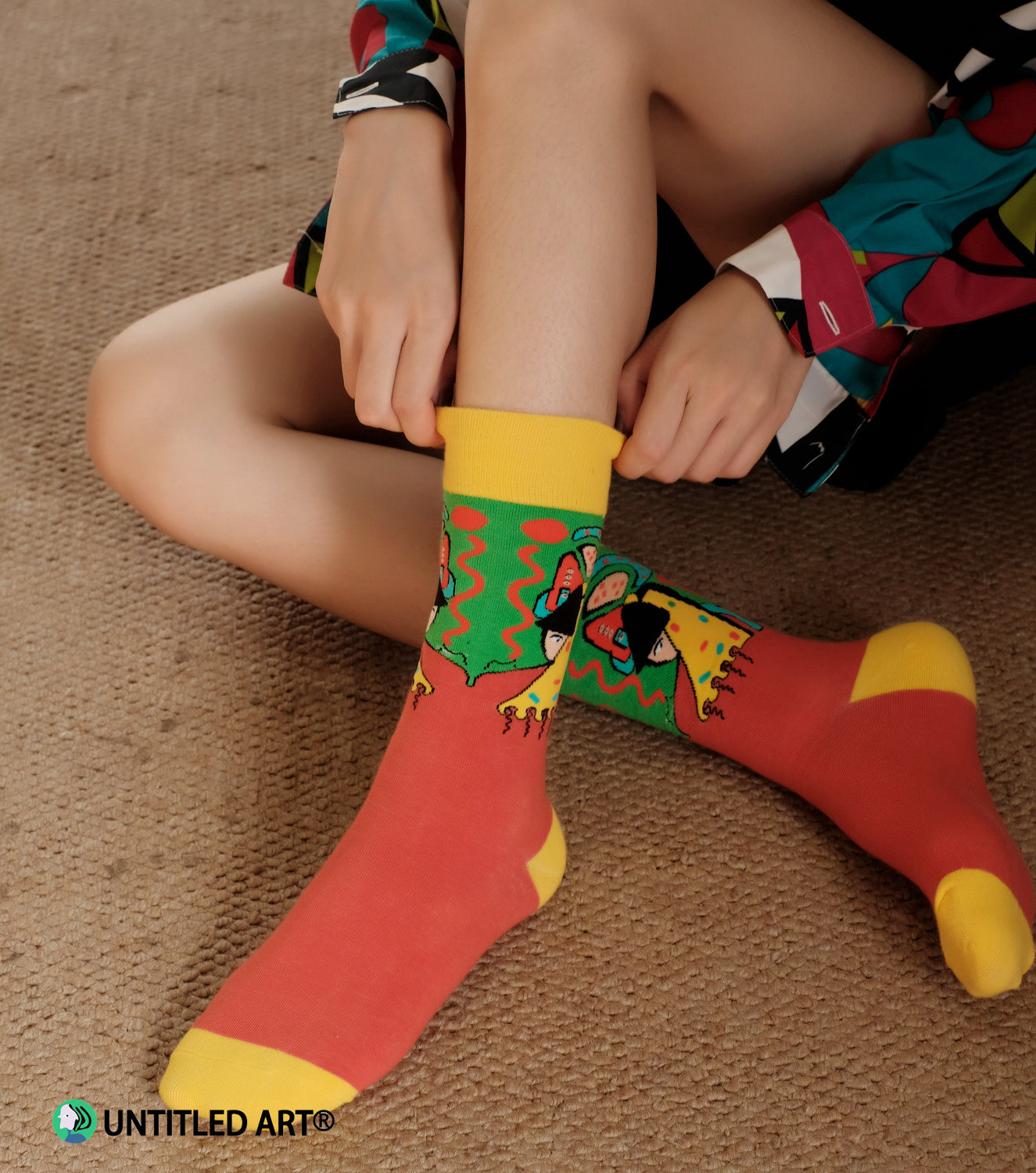 Geometric Face Socks Medium Tube Socks Original Design Illustration Derivatives pattern one size fits all