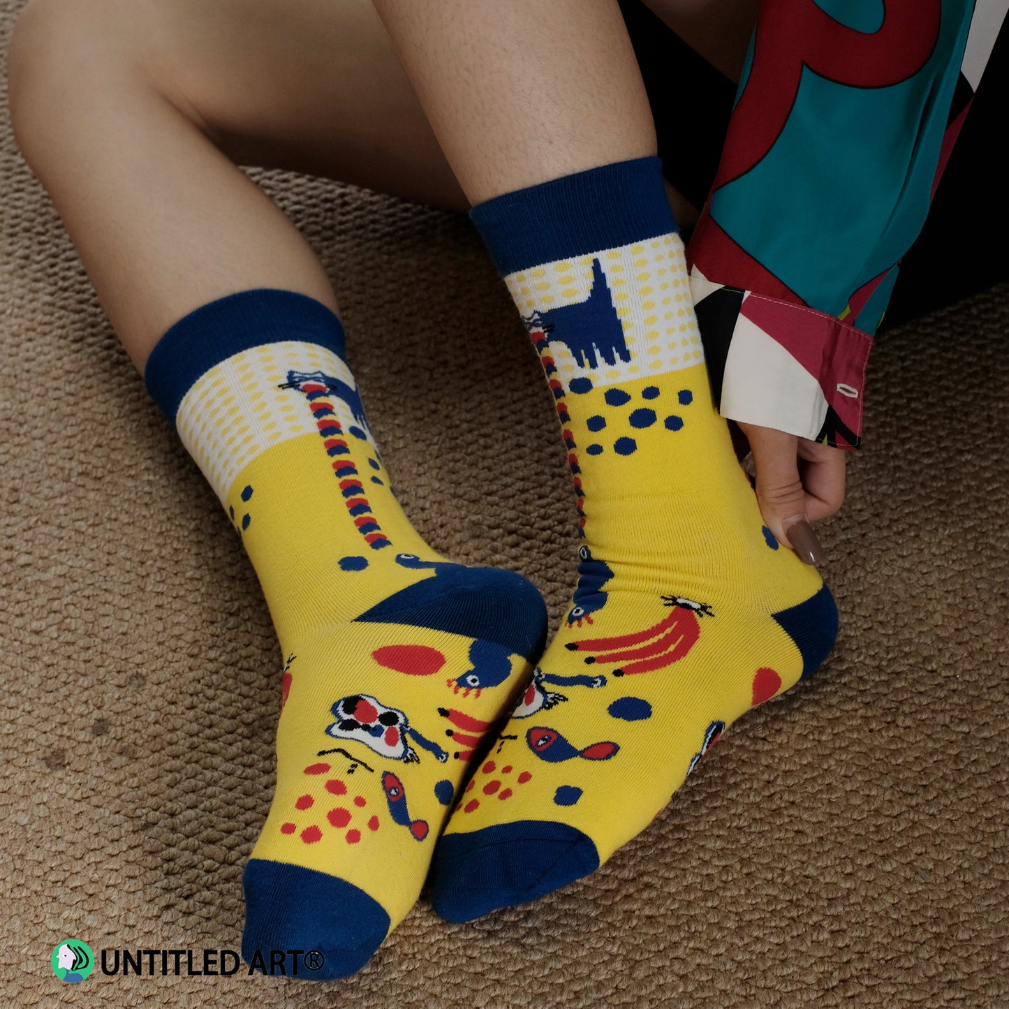 Geometric Face Socks Medium Tube Socks Original Design Illustration Derivatives pattern one size fits all