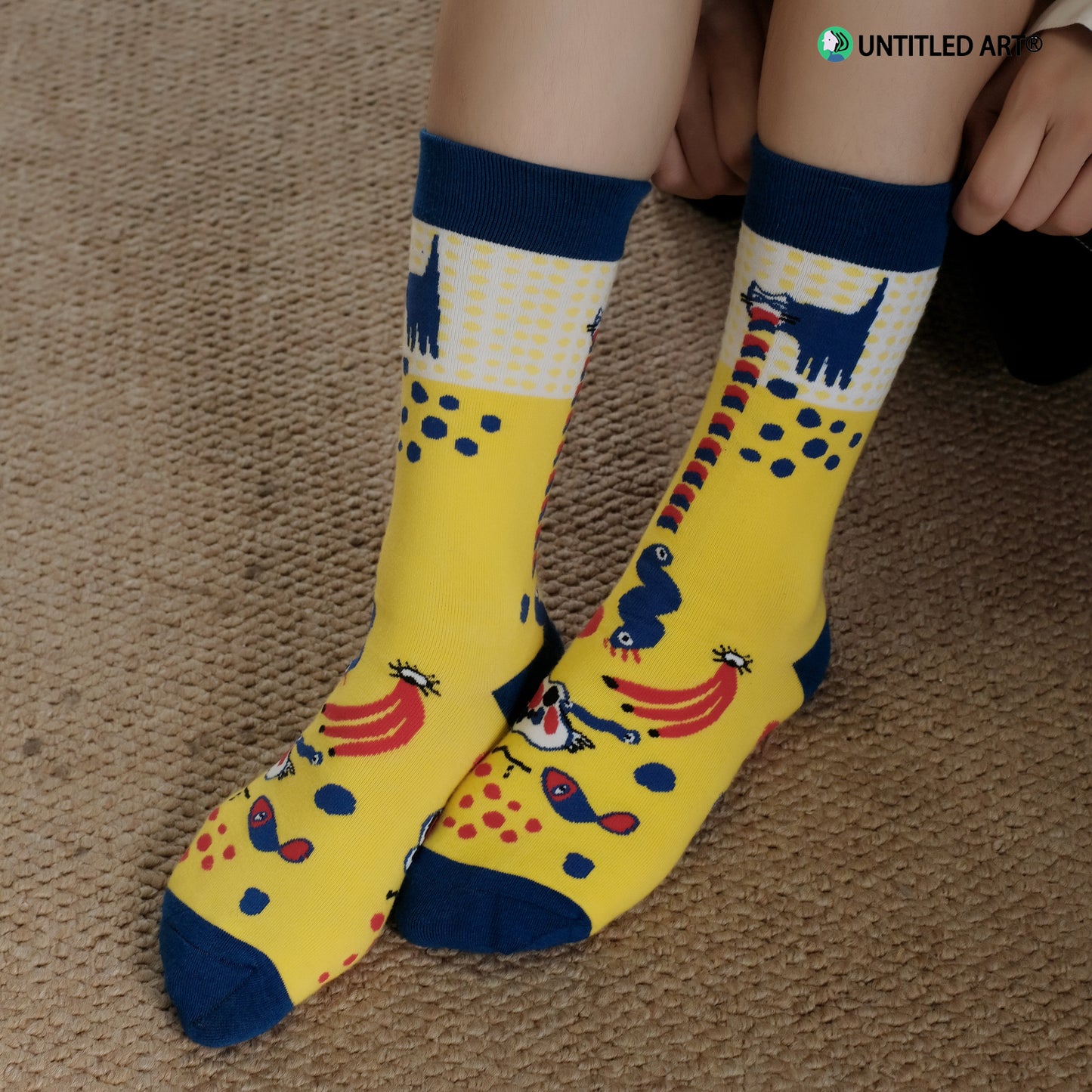 Geometric Face Socks Medium Tube Socks Original Design Illustration Derivatives pattern one size fits all