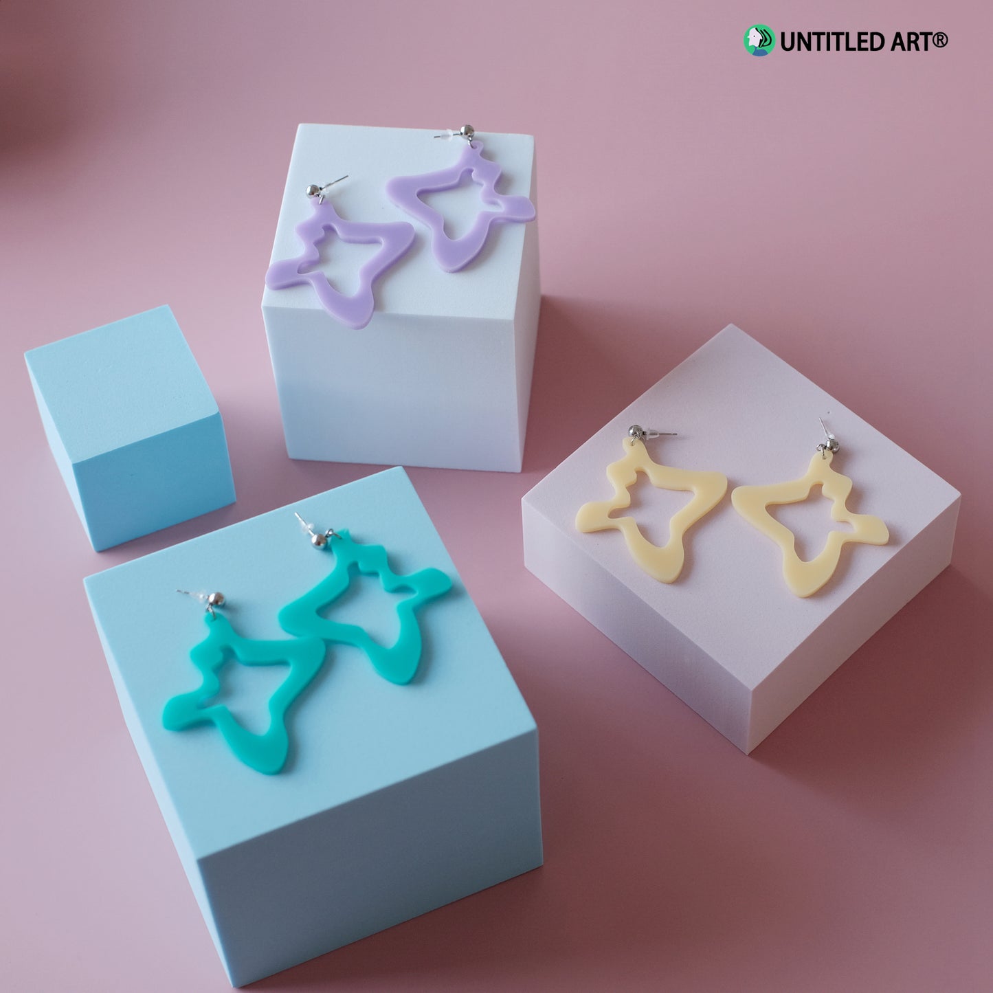 Geometric abstract prism Art derived series earrings Cool romantic exaggerated earrings ear clips