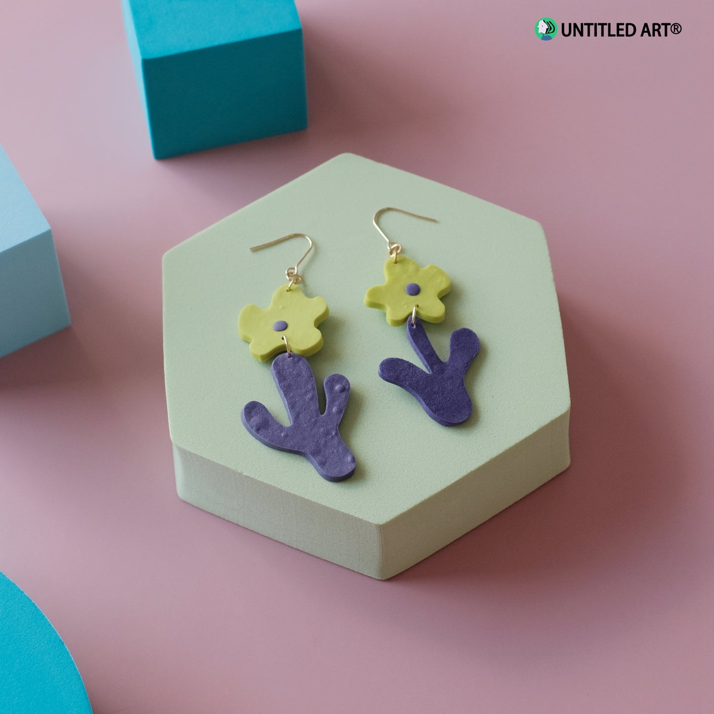 Abstract flower cactus handmade derivative earrings cool summer simple fashion exaggerated earrings ear clips