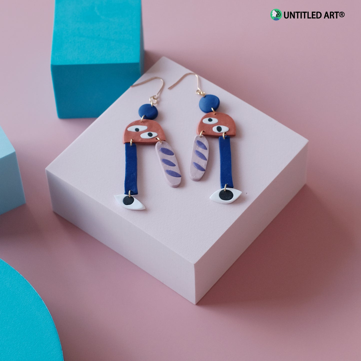 Geometric abstract eye earrings original design niche fashion ear clips high-end trendy cool earrings