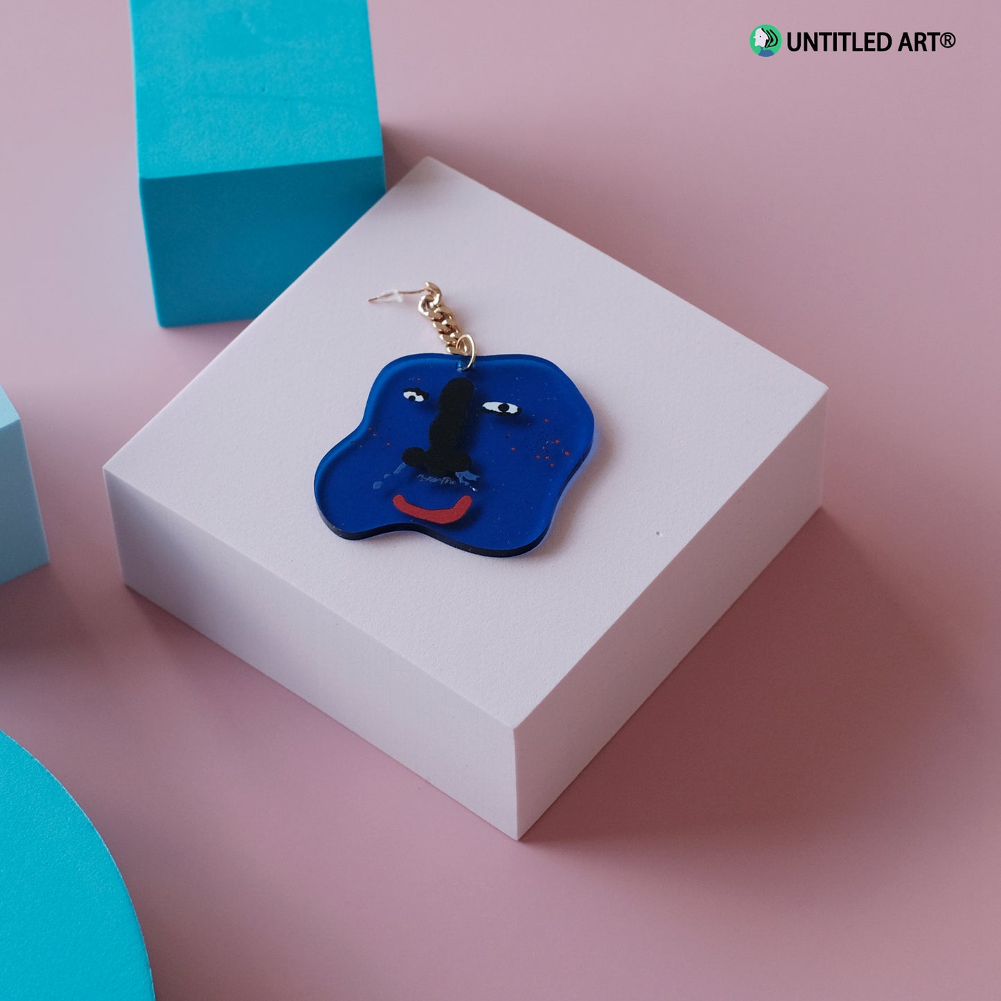 Geometric Abstract Face Art Derived Series Earrings Cool Exaggerated Stud Earrings Dark Blue Abstract Face