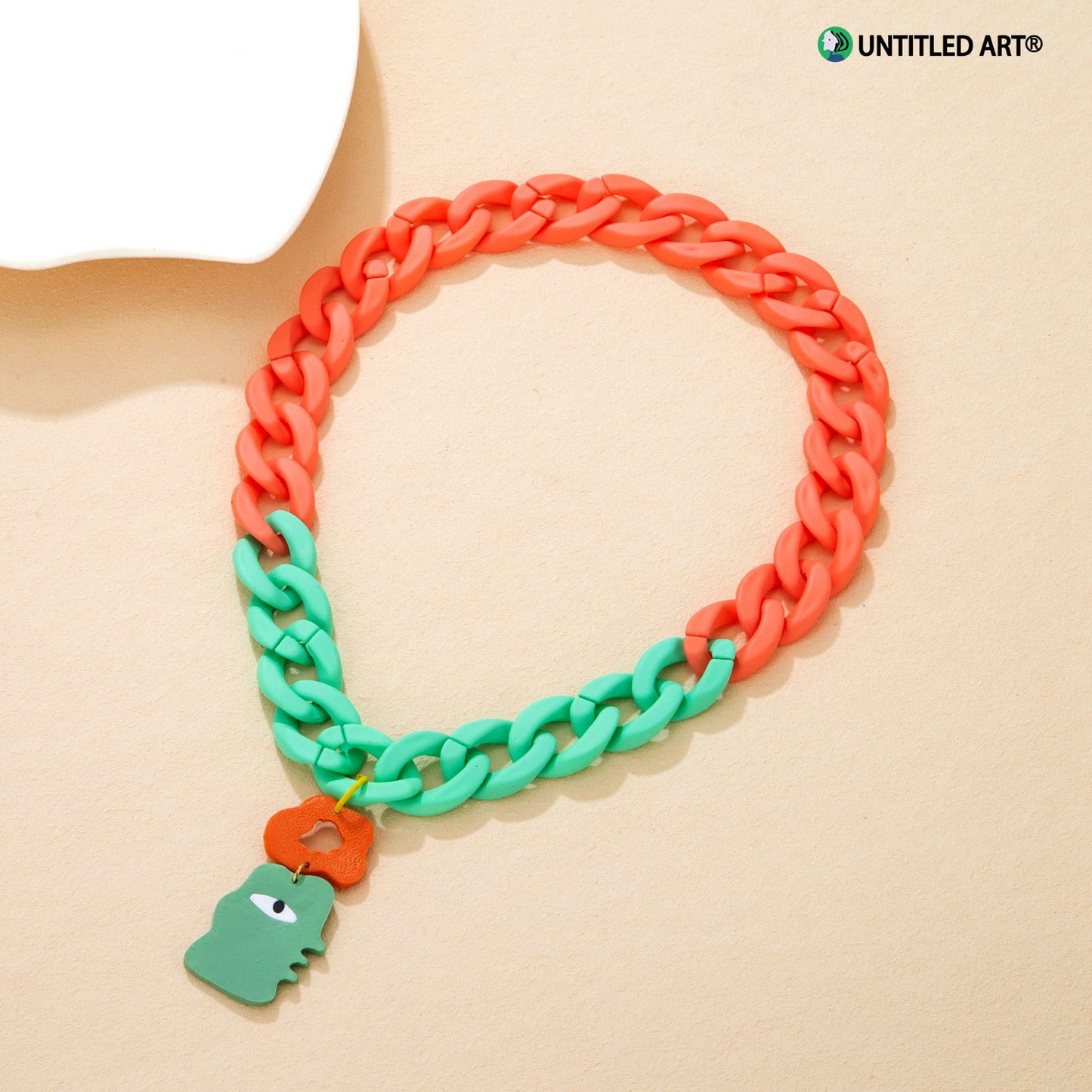 Candy Sweetheart Series Colorful Abstract Face Handmade Pendant Necklace Quick Release Cuban Chain