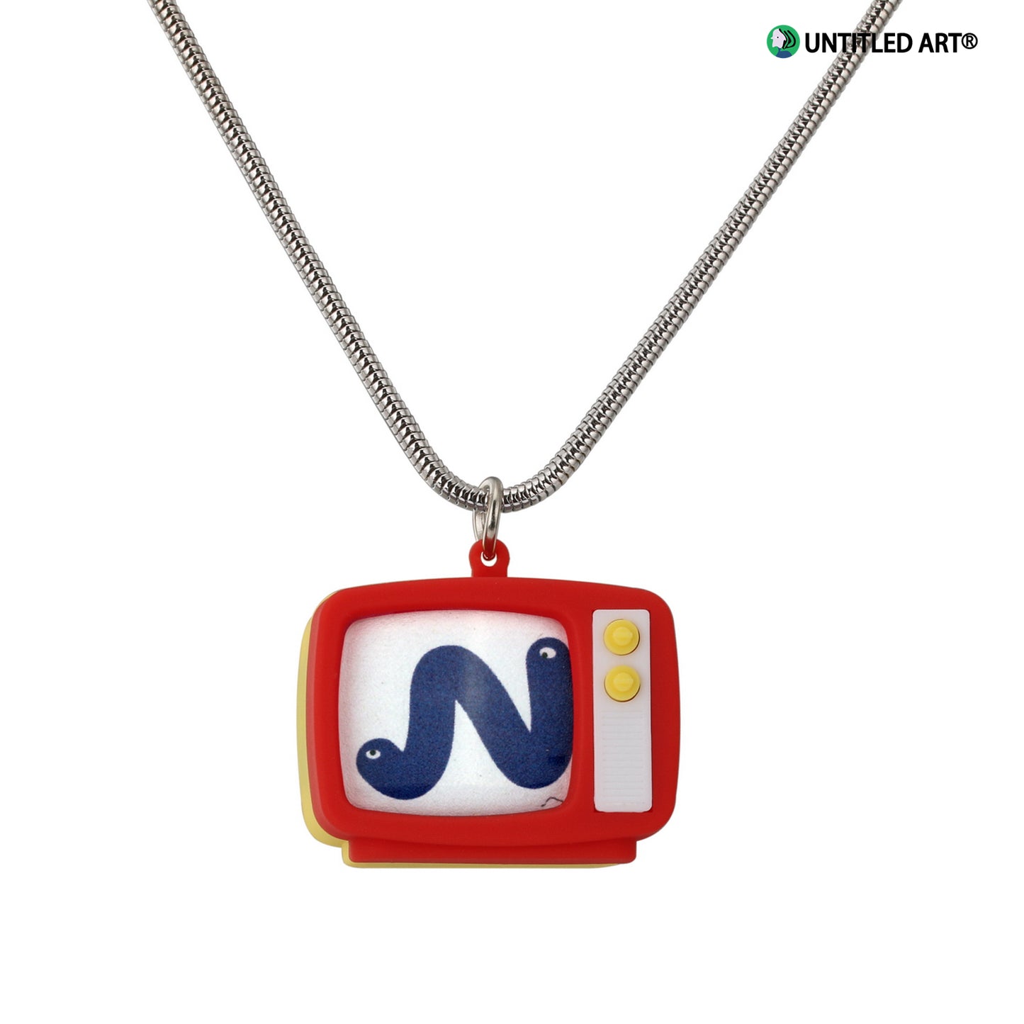Original design, Stainless steel snake bone chain with fun Illustration TV Pendent Necklace, Art Derivatives