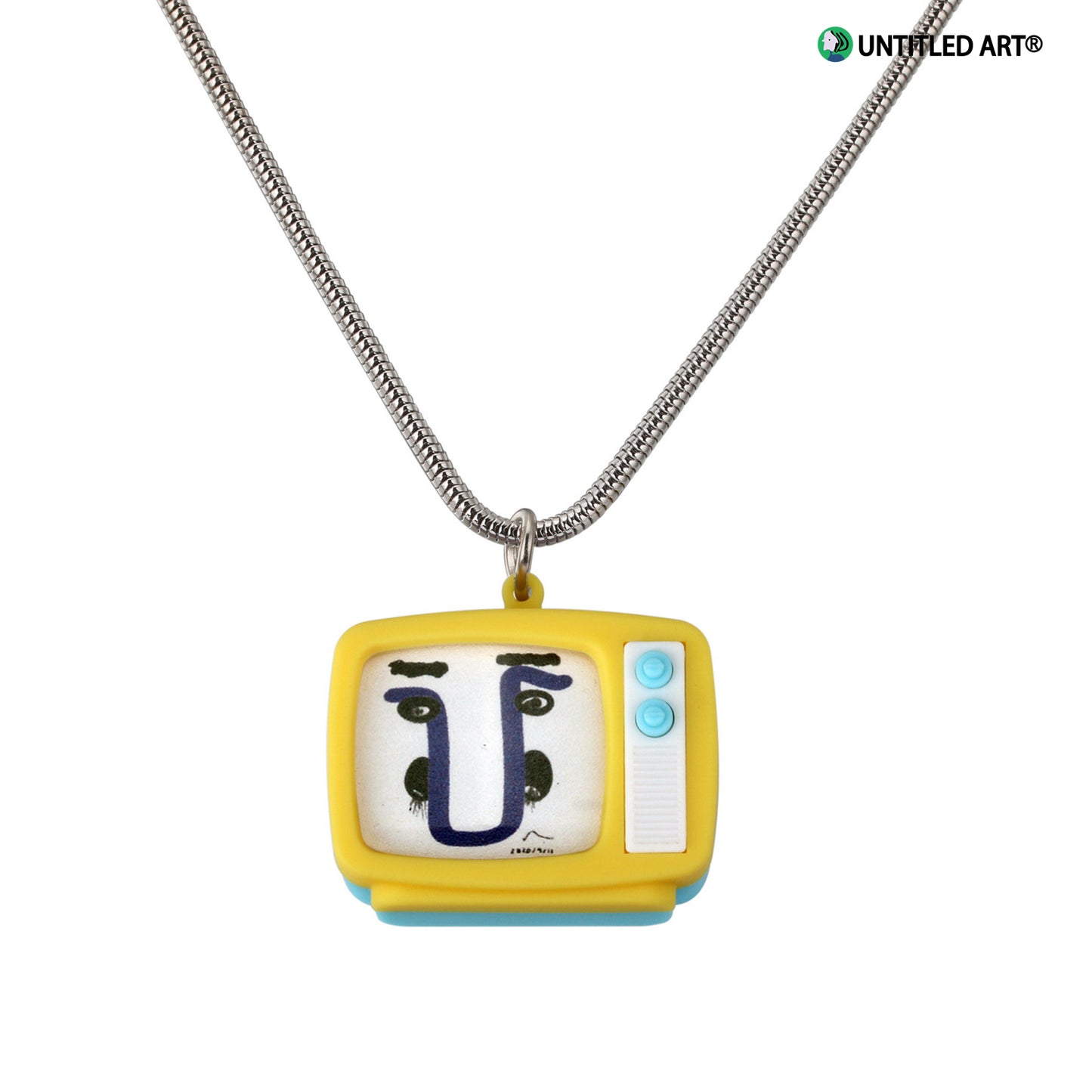 Original design, Stainless steel snake bone chain with fun Illustration TV Pendent Necklace, Art Derivatives
