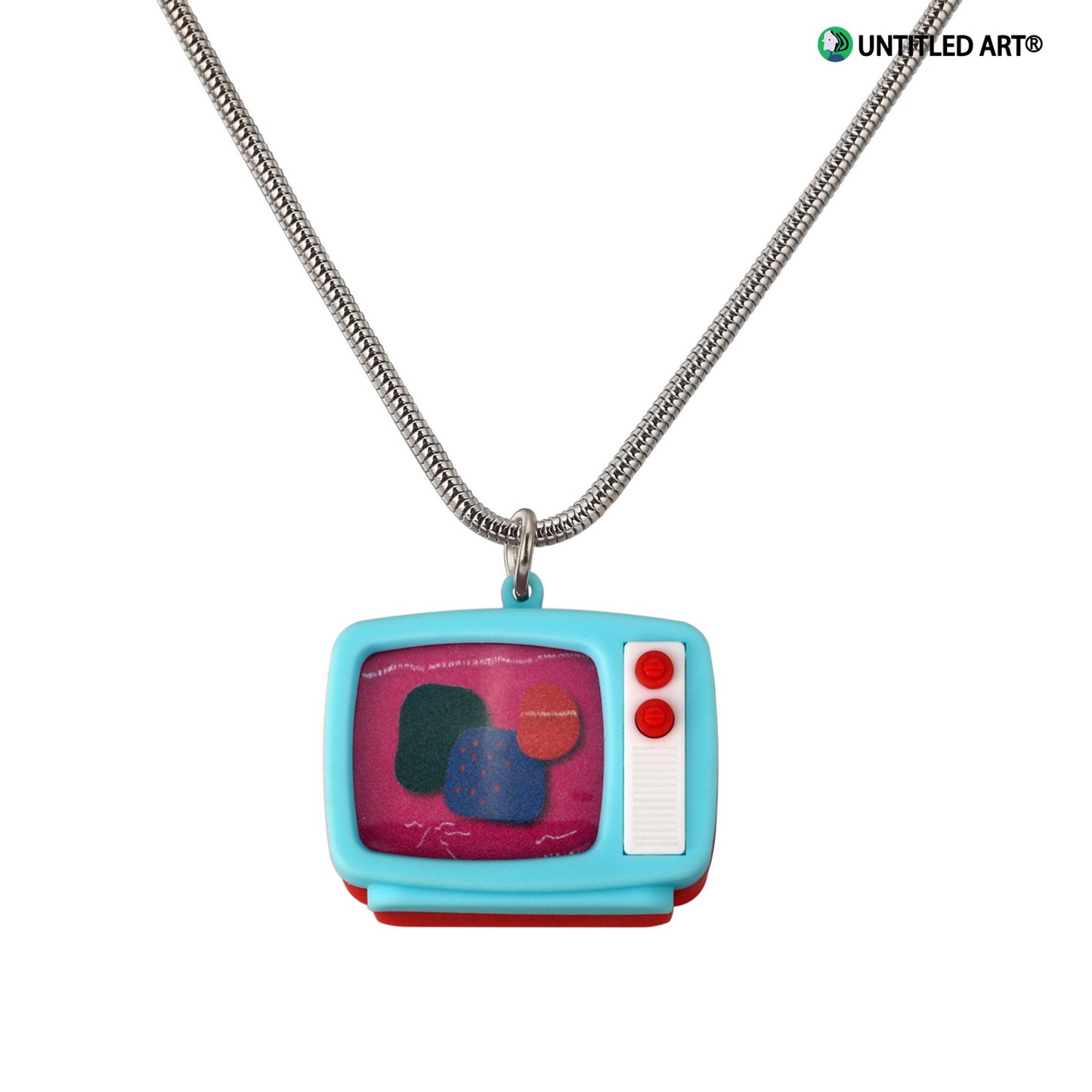 Original design, Stainless steel snake bone chain with fun Illustration TV Pendent Necklace, Art Derivatives