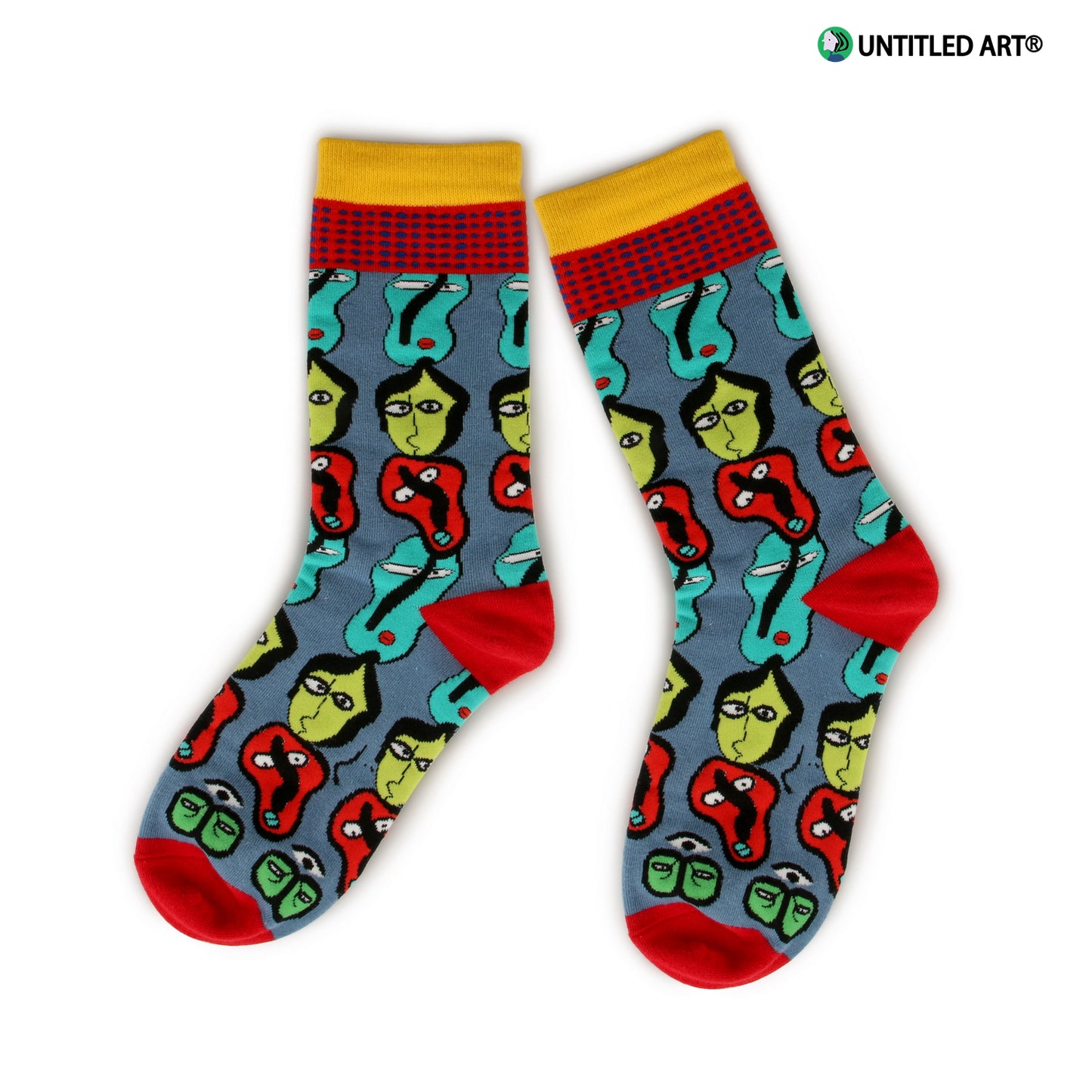 Geometric Face Socks Medium Tube Socks Original Design Illustration Derivatives pattern one size fits all