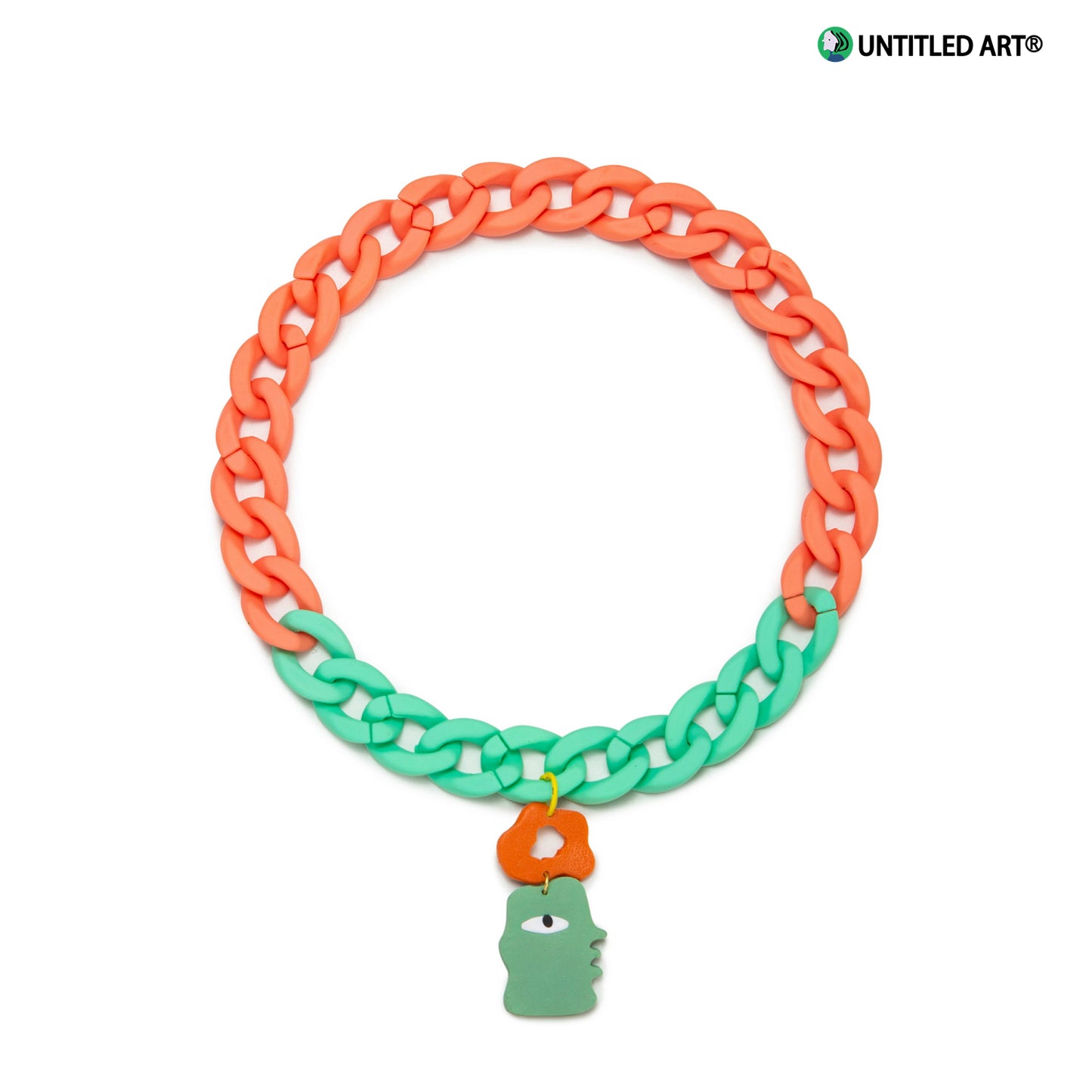 Candy Sweetheart Series Colorful Abstract Face Handmade Pendant Necklace Quick Release Cuban Chain