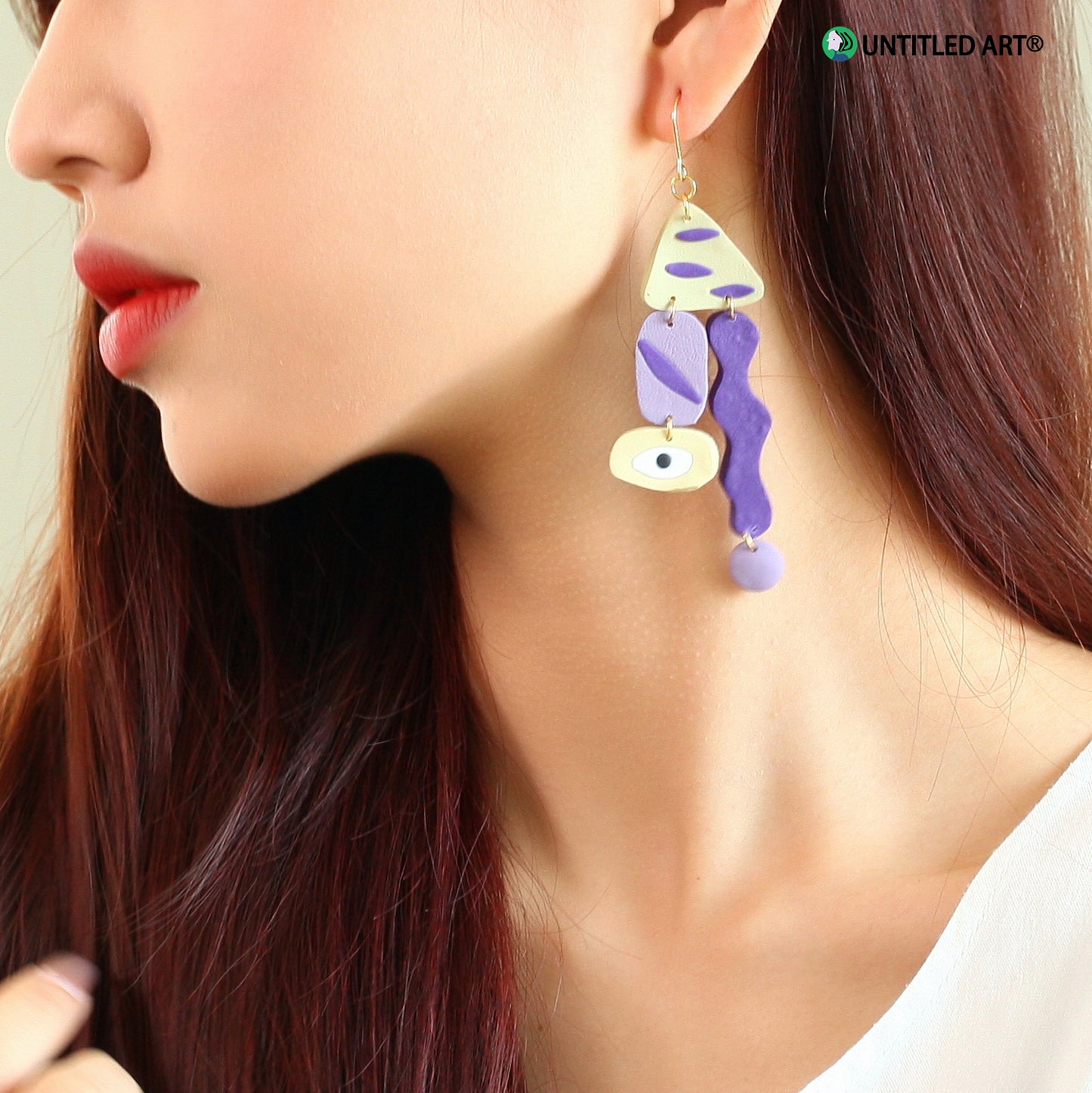 Geometric abstract face earrings original design ear clips niche fashion exaggerated earrings High-fashion