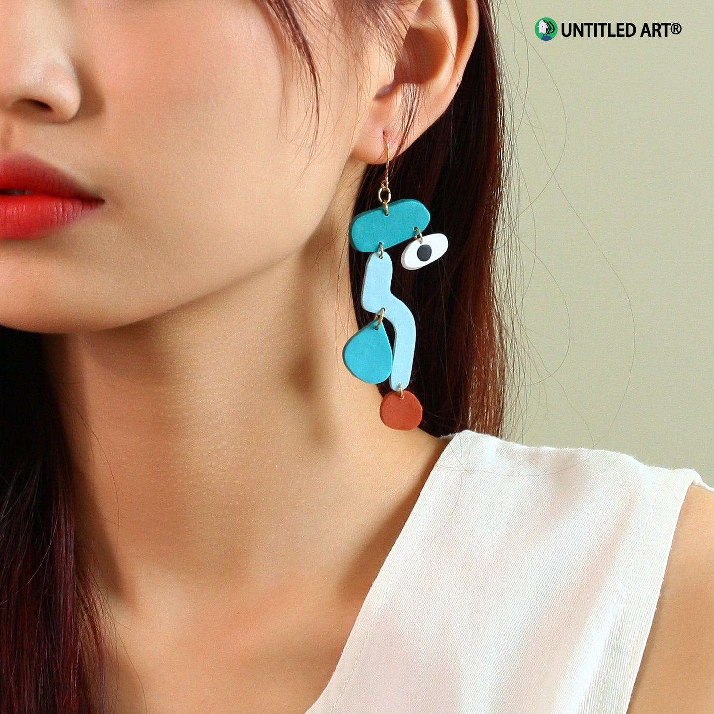 Geometric abstract face original design niche simple fashion earrings handmade earrings ear clips