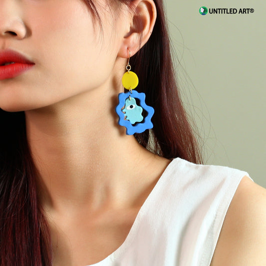 Abstract face series handmade art earrings cool simple exaggerated fashion earrings ear clips
