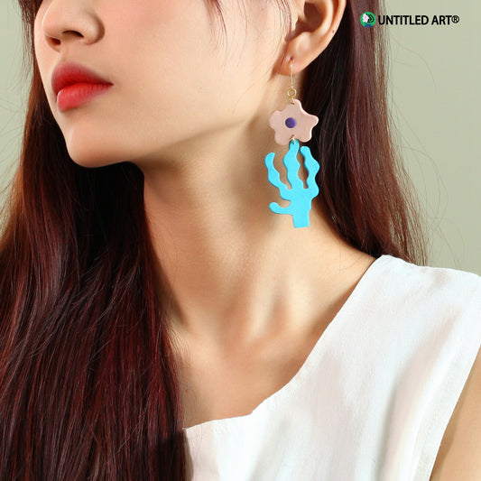 Abstract flower seaweed handmade derivative earrings cool summer simple fashion exaggerated earrings ear clips