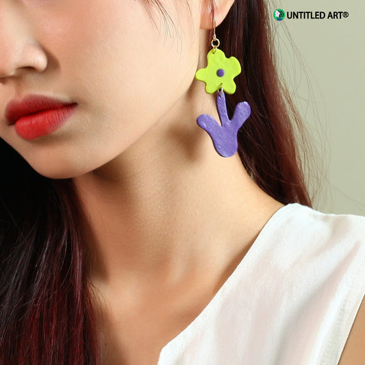 Abstract flower cactus handmade derivative earrings cool summer simple fashion exaggerated earrings ear clips