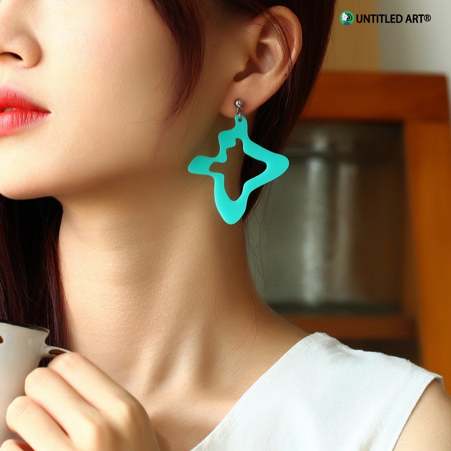 Geometric abstract prism Art derived series earrings Cool romantic exaggerated earrings ear clips