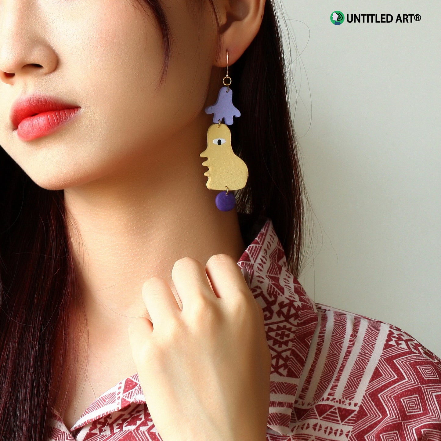 Abstract face series handmade art earrings cool simple exaggerated earrings ear clips