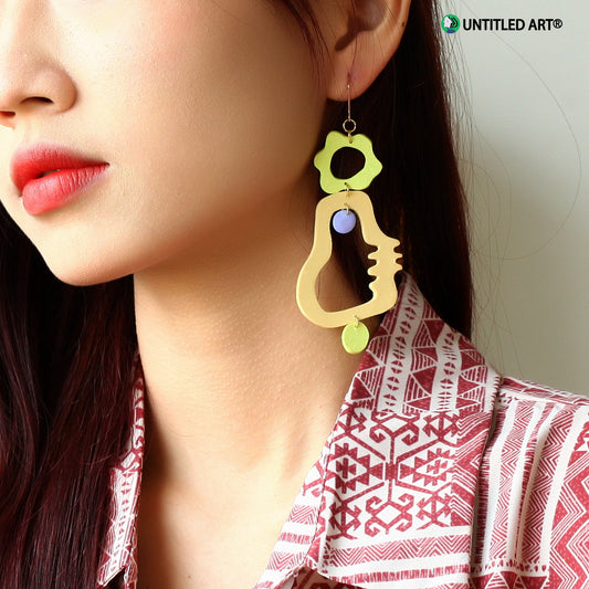 Abstract face series handmade art earrings cool simple exaggerated earrings ear clips