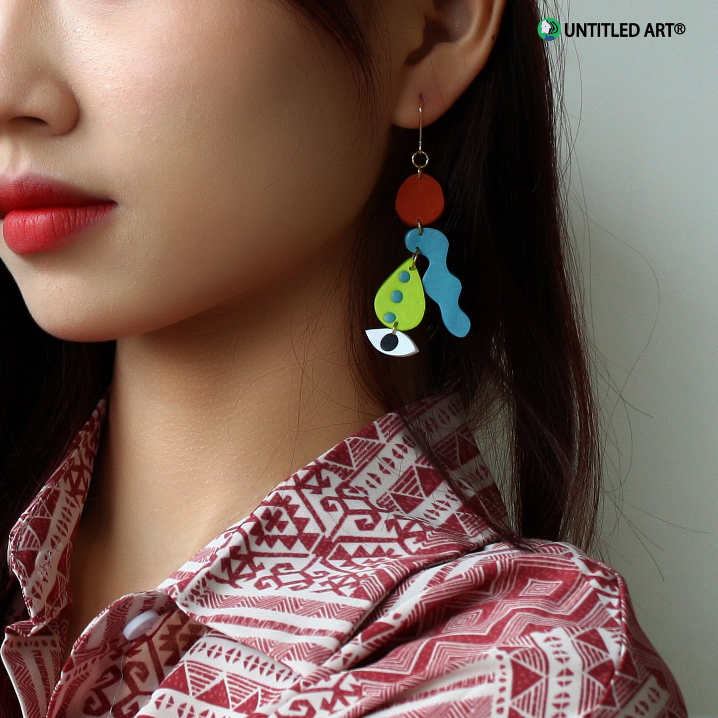Geometric abstract face earrings original design niche fashion ear clips high-end trendy cool earrings
