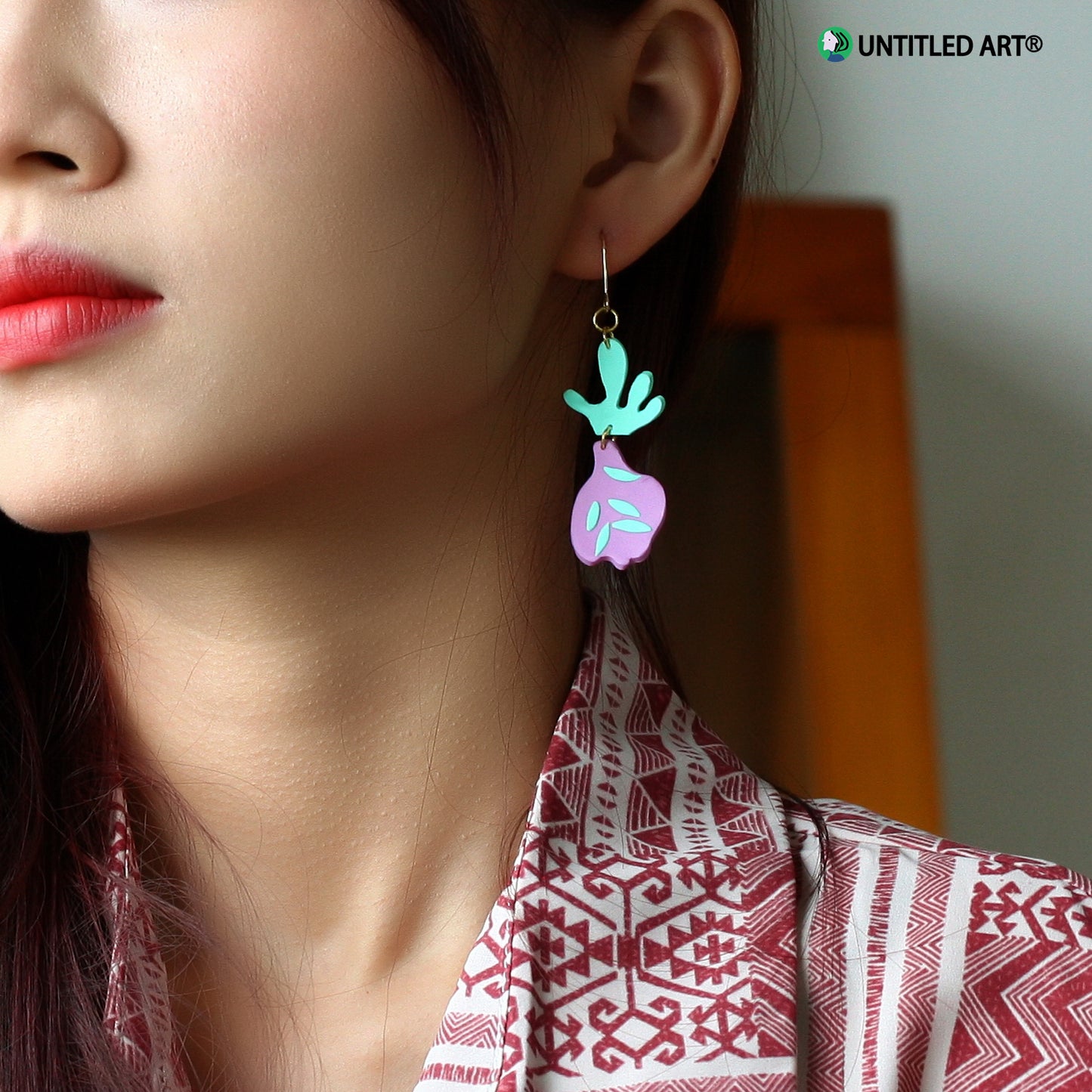 Fruit series Handmade derivative earrings Cool and cute summer earrings ear clips Purple dragon fruit