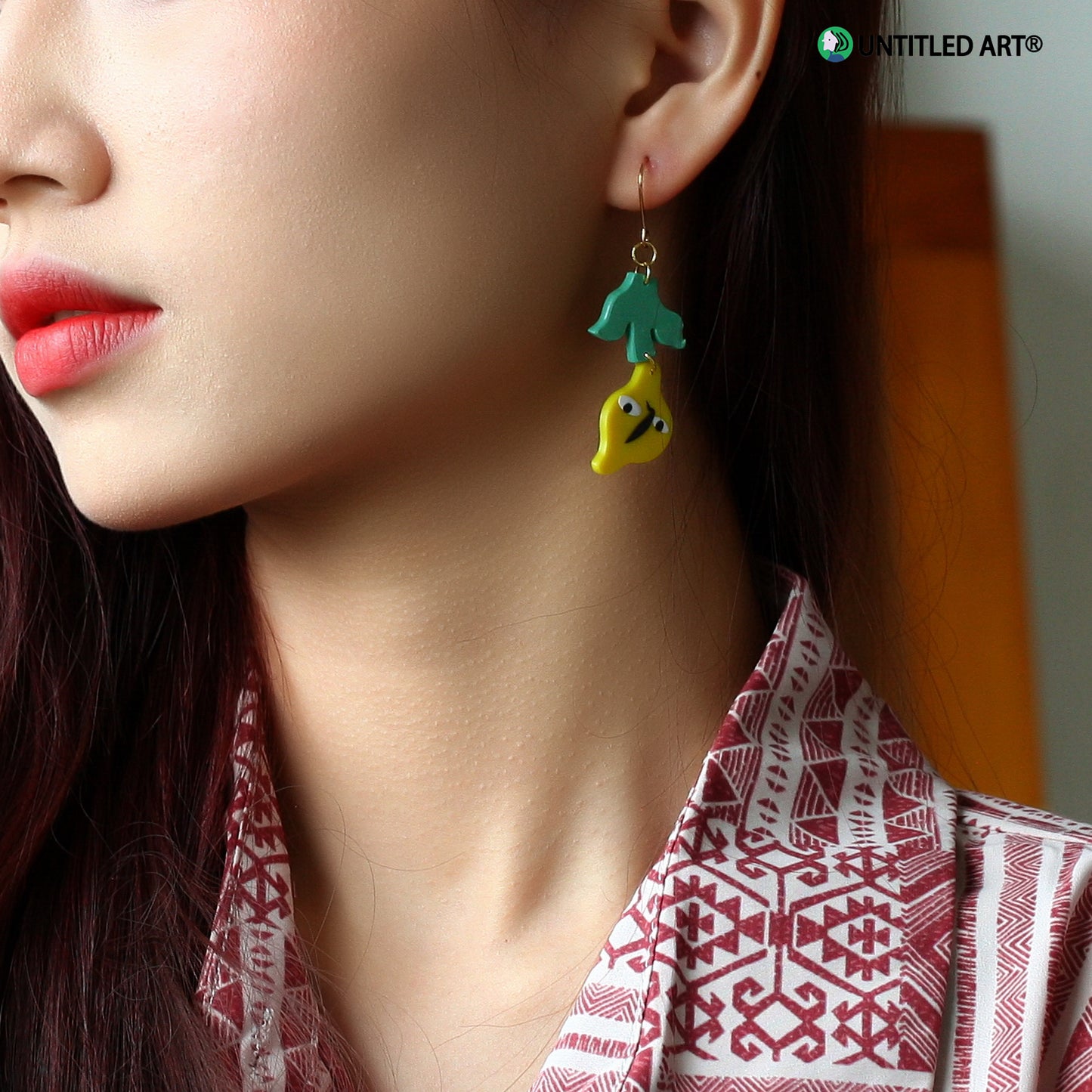 Fruit series Handmade derivative earrings Cool and cute summer earrings ear clips Purple dragon fruit