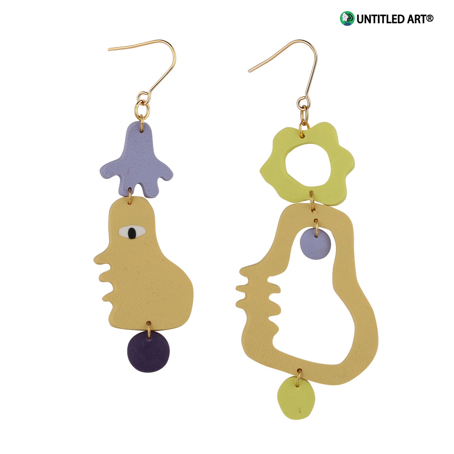 Abstract face series handmade art earrings cool simple exaggerated earrings ear clips