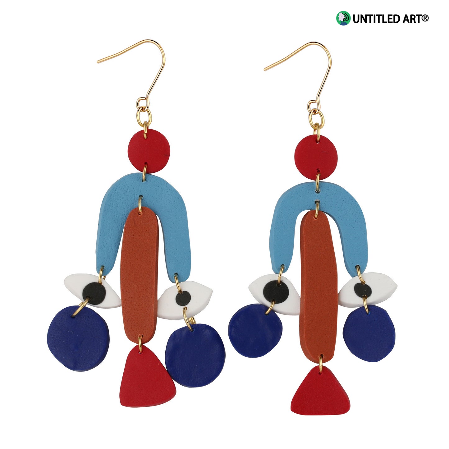 Geometric abstract face original design handmade art exaggerated earrings ear clips treasure jewelry