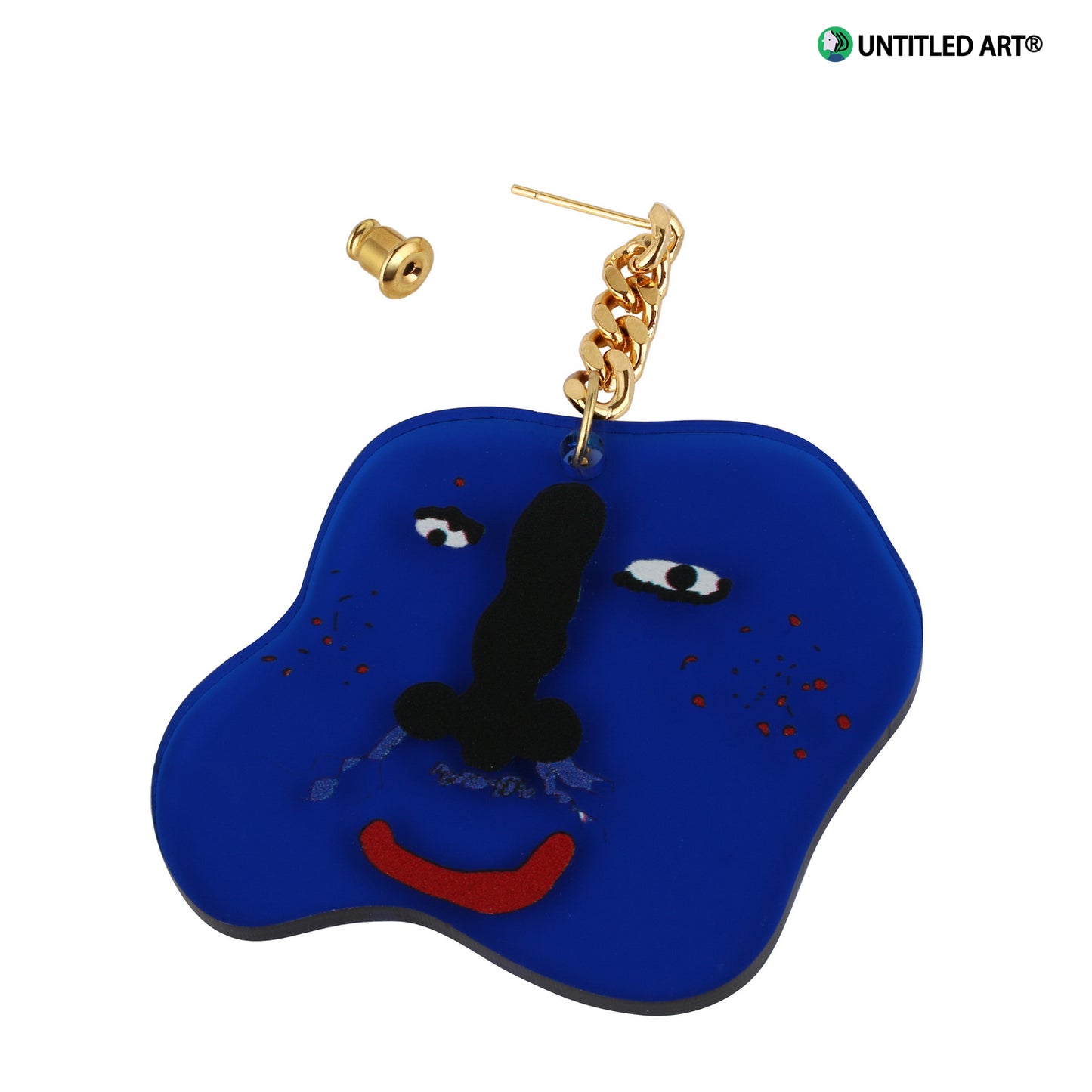 Geometric Abstract Face Art Derived Series Earrings Cool Exaggerated Stud Earrings Dark Blue Abstract Face