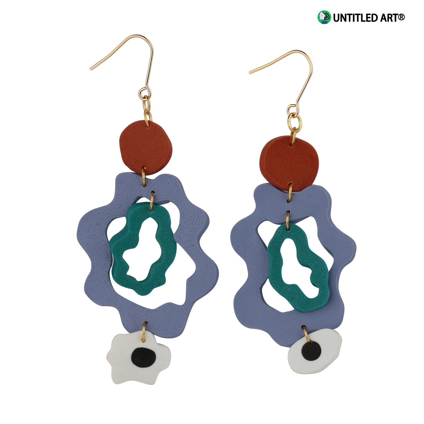 Big Wave Eyes Abstract Art Earrings Original Design Handmade Clay Earrings Ear Clips Fish Hook Earwire