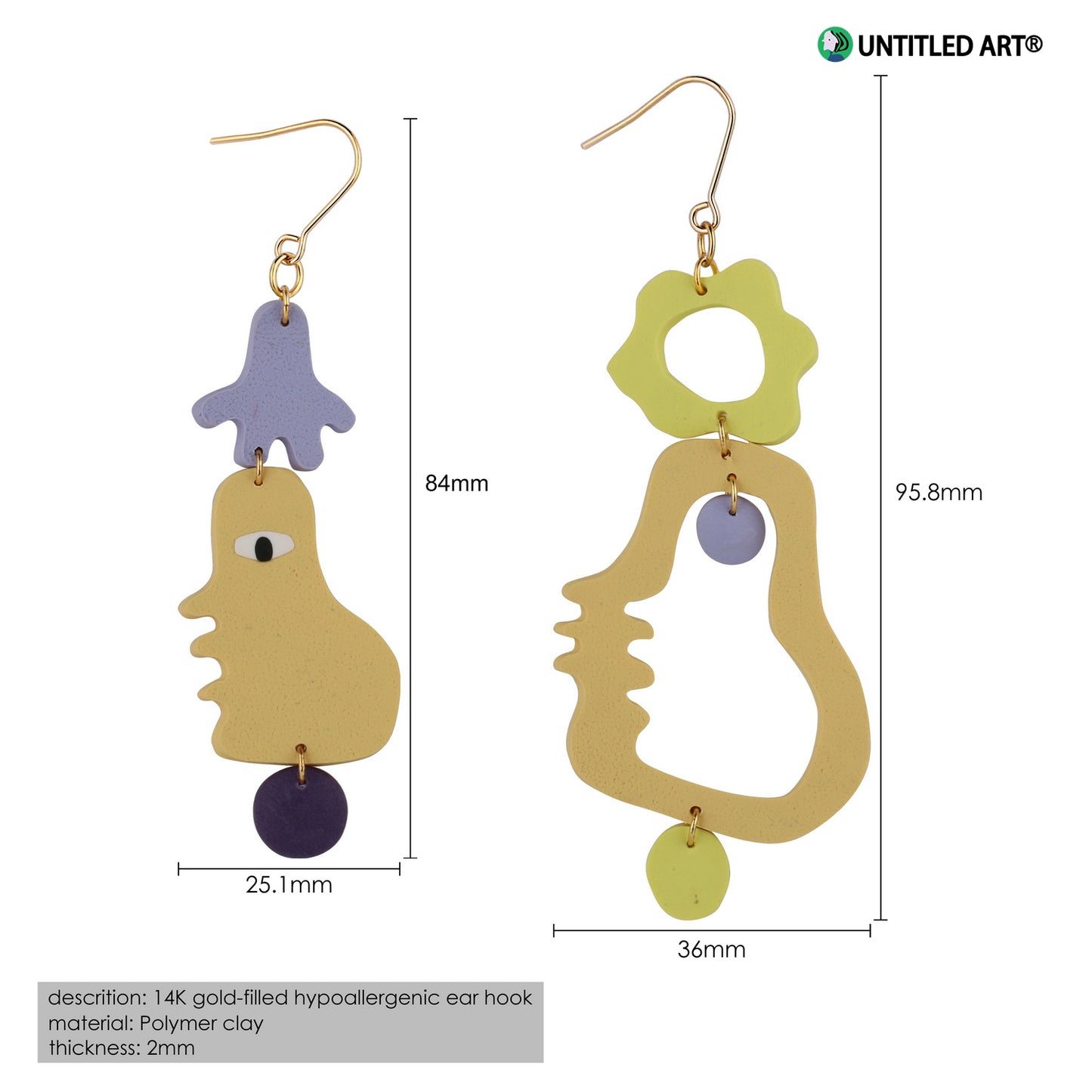 Abstract face series handmade art earrings cool simple exaggerated earrings ear clips