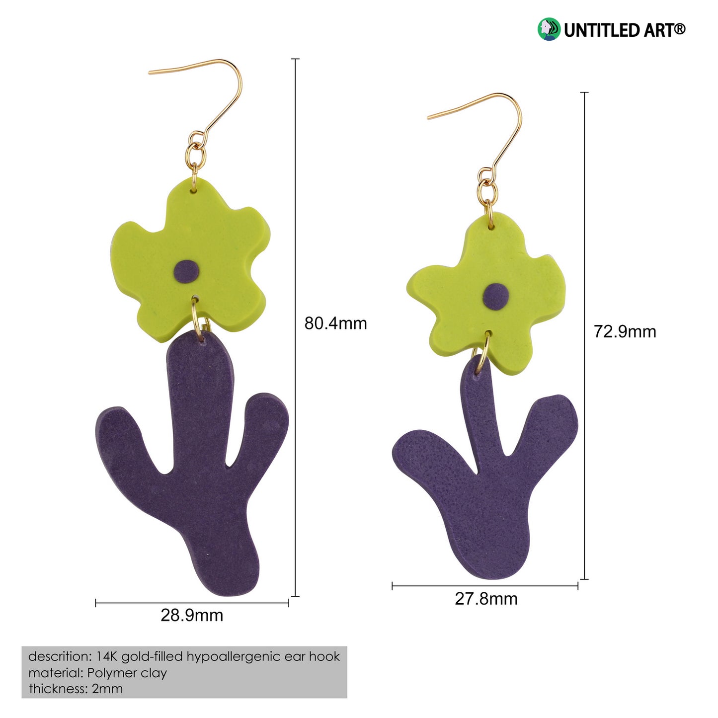 Abstract flower cactus handmade derivative earrings cool summer simple fashion exaggerated earrings ear clips