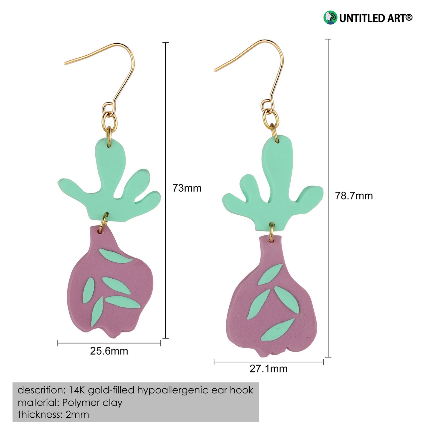Fruit series Handmade derivative earrings Cool and cute summer earrings ear clips Purple dragon fruit