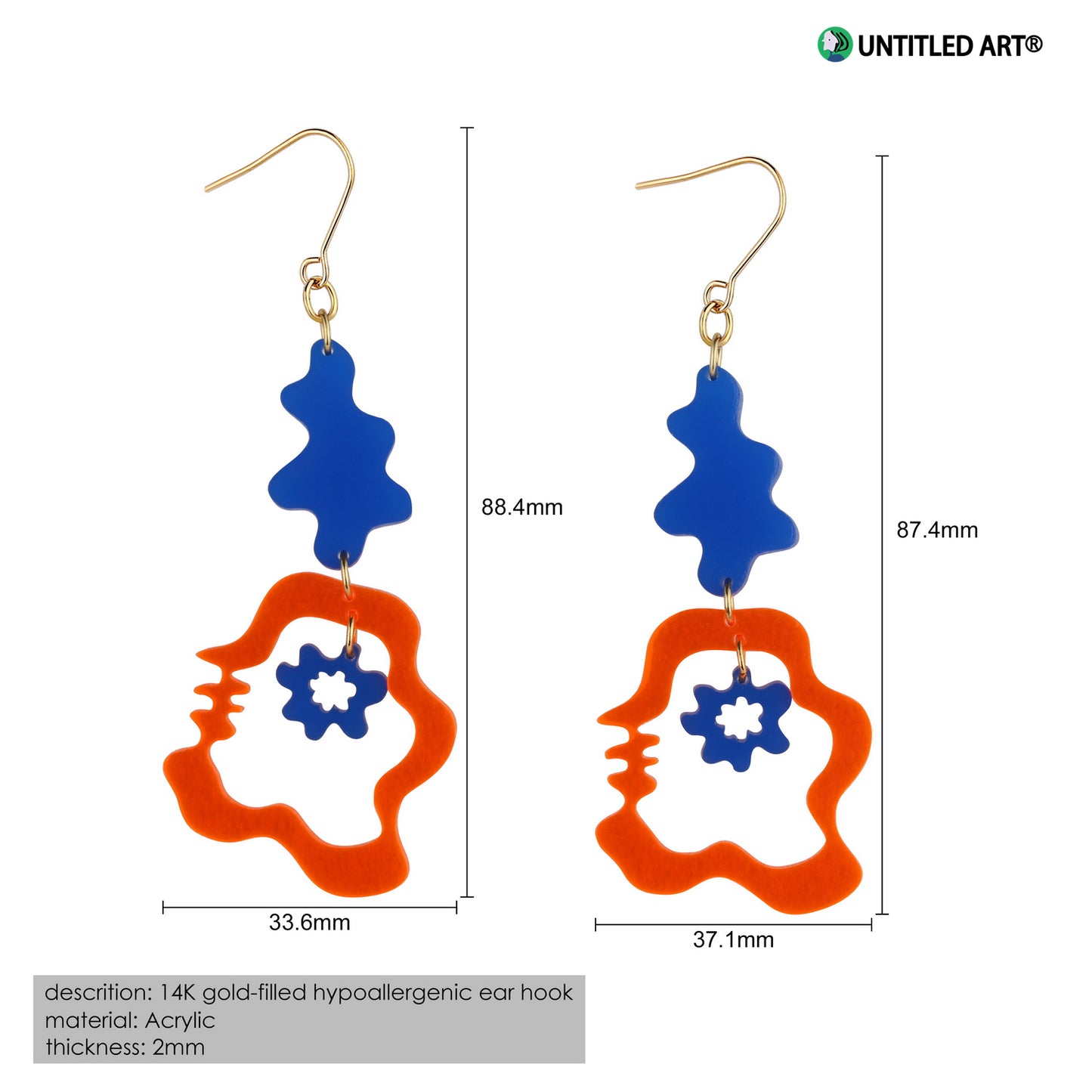 Geometric transparent acrylic abstract art derivative earrings, cool and exaggerated earrings, ear clips, geometric question marks