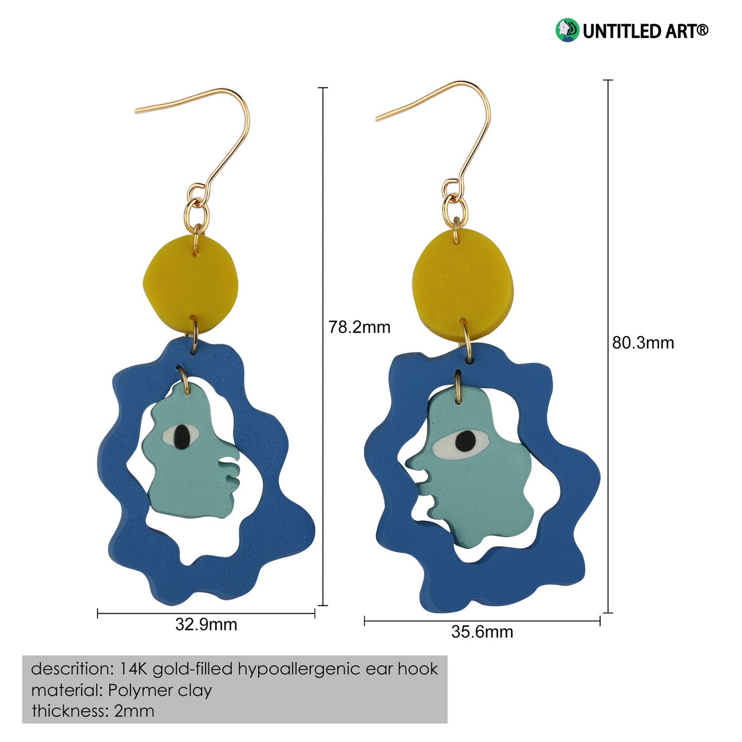 Abstract face series handmade art earrings cool simple exaggerated fashion earrings ear clips