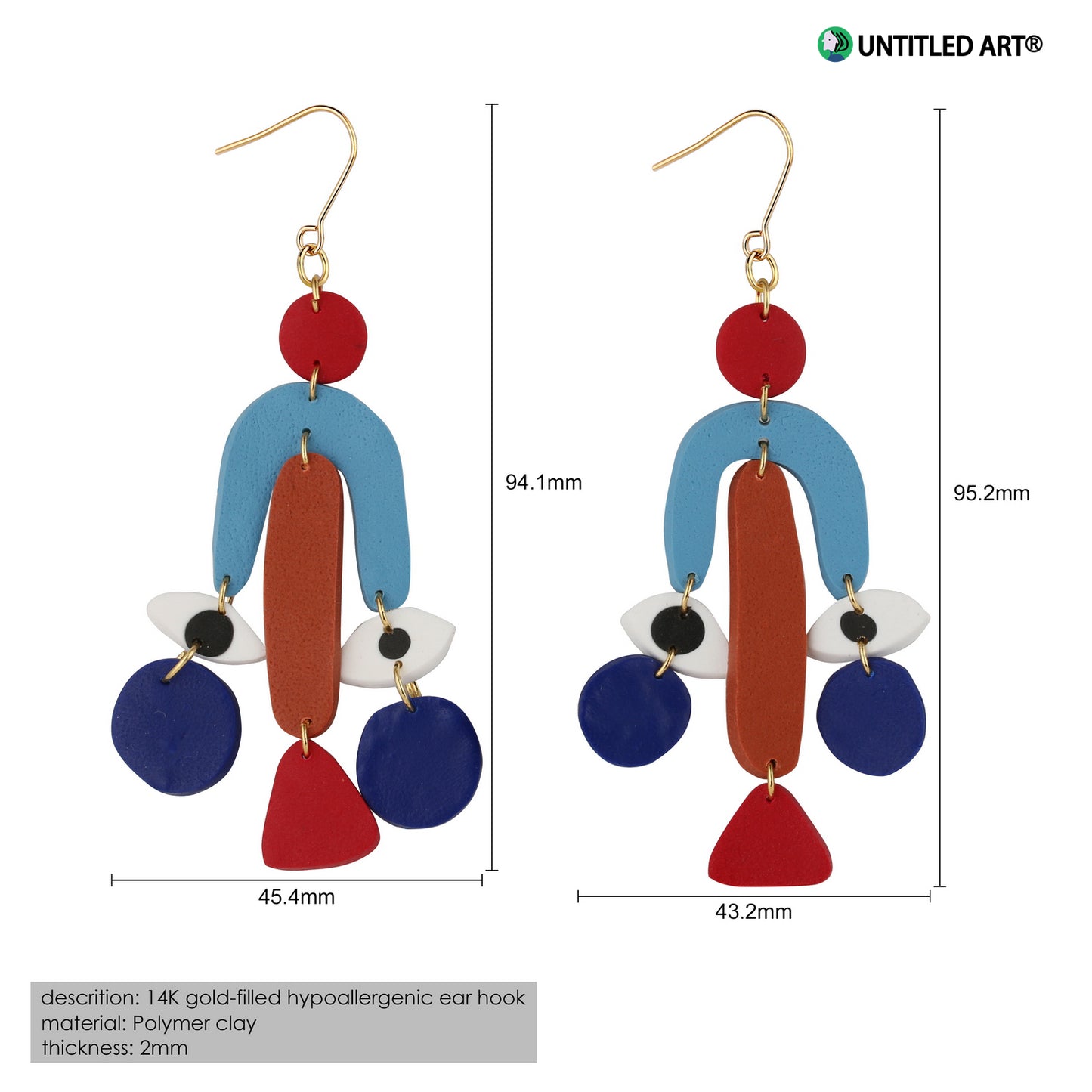 Geometric abstract face original design handmade art exaggerated earrings ear clips treasure jewelry