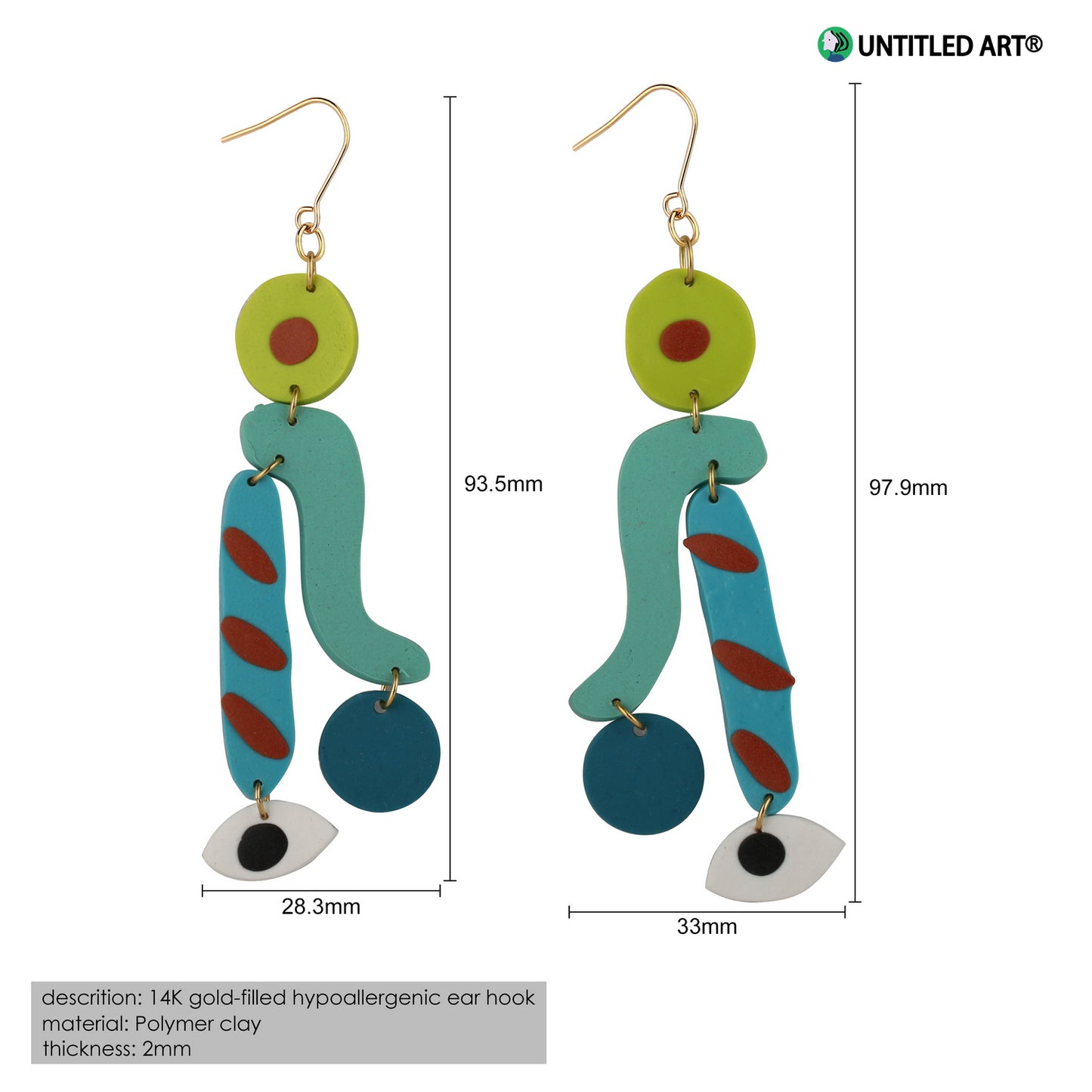Geometric eye earrings Original design niche fashion ear clips 2021 trendy art earrings