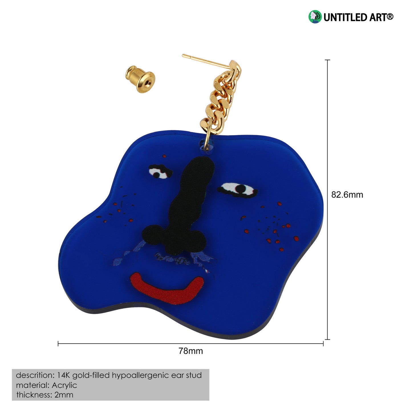 Geometric Abstract Face Art Derived Series Earrings Cool Exaggerated Stud Earrings Dark Blue Abstract Face