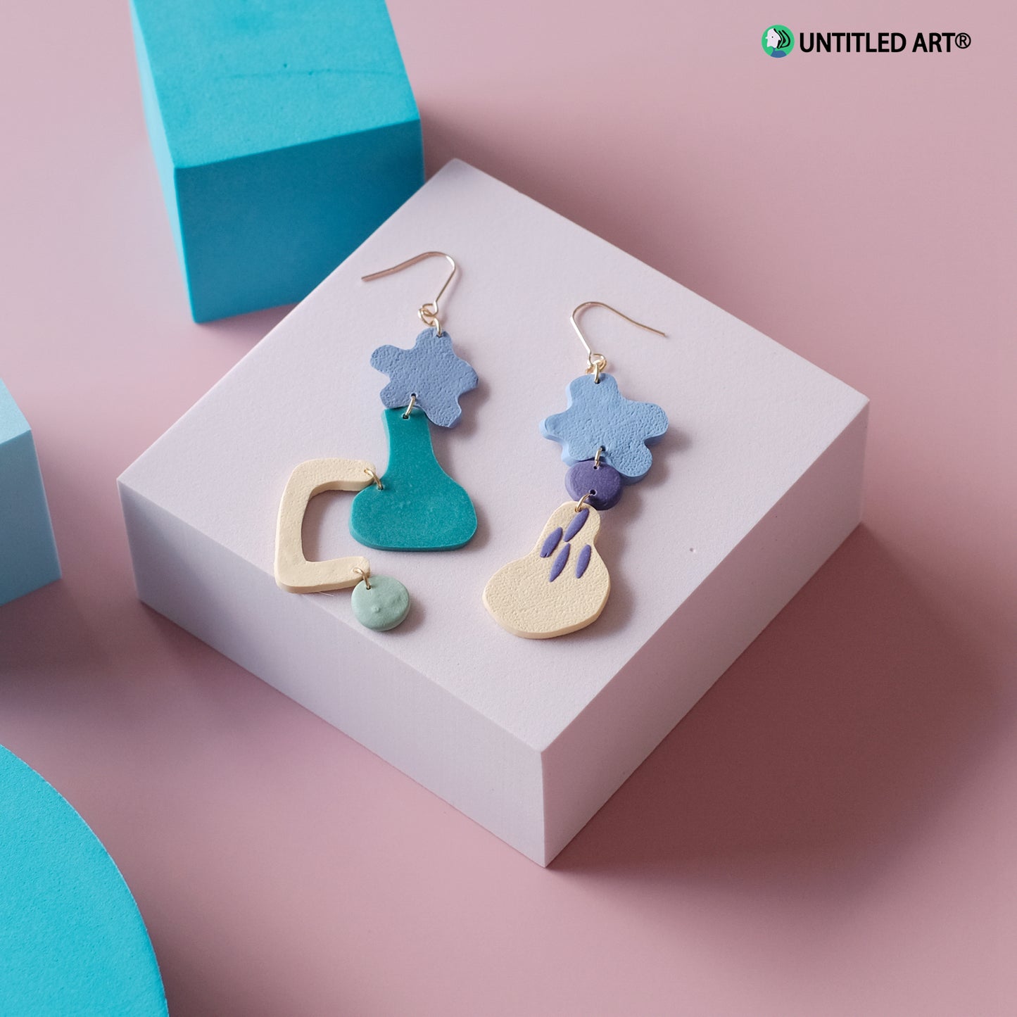 Small pear soup original design handmade abstract art exaggerated earrings ear clips Morandi