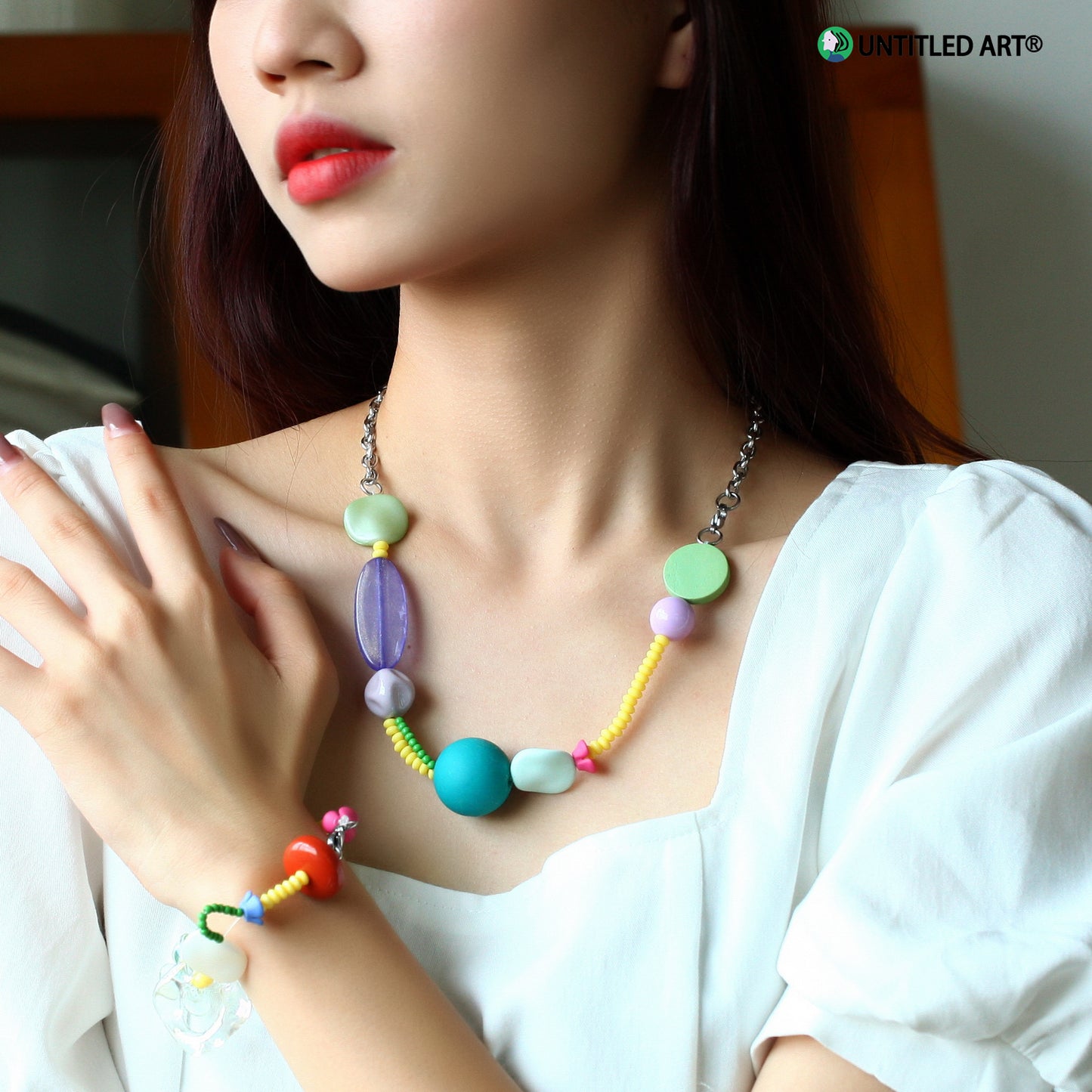 Candy Sweetheart Series Colorful Handmade Irregular Beaded Necklace