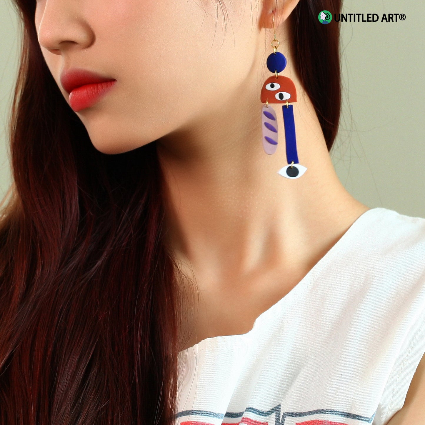 Geometric abstract eye earrings original design niche fashion ear clips high-end trendy cool earrings