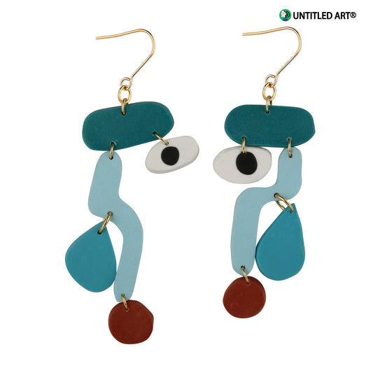 Geometric abstract face original design niche simple fashion earrings handmade earrings ear clips