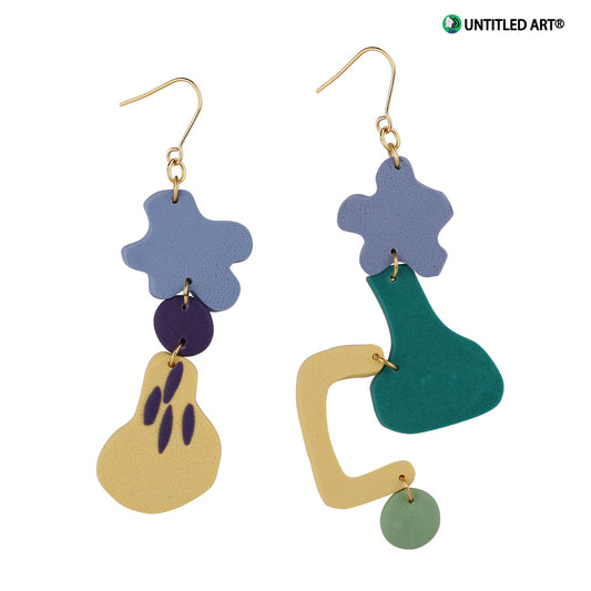 Small pear soup original design handmade abstract art exaggerated earrings ear clips Morandi