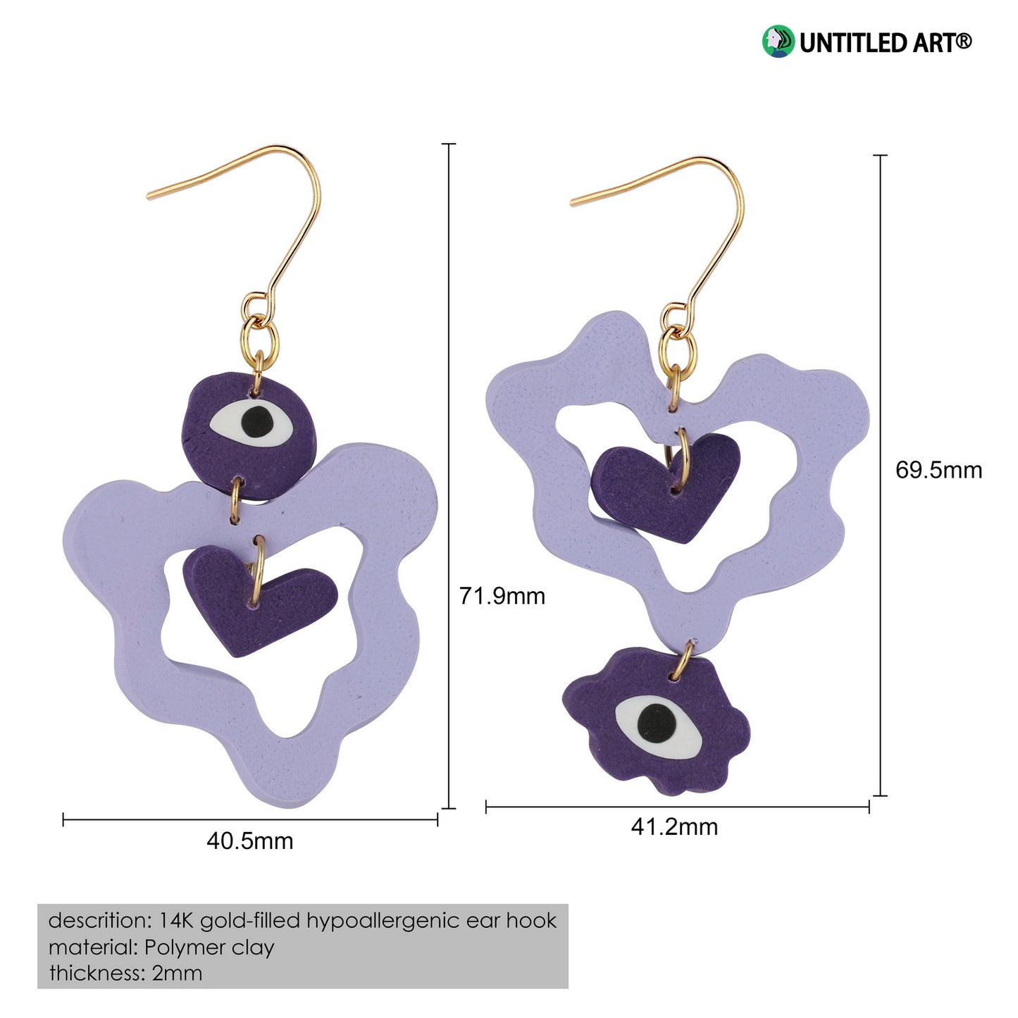 Heart-warming handmade abstract art earrings, cool, romantic and fashionable all-match earrings and earrings