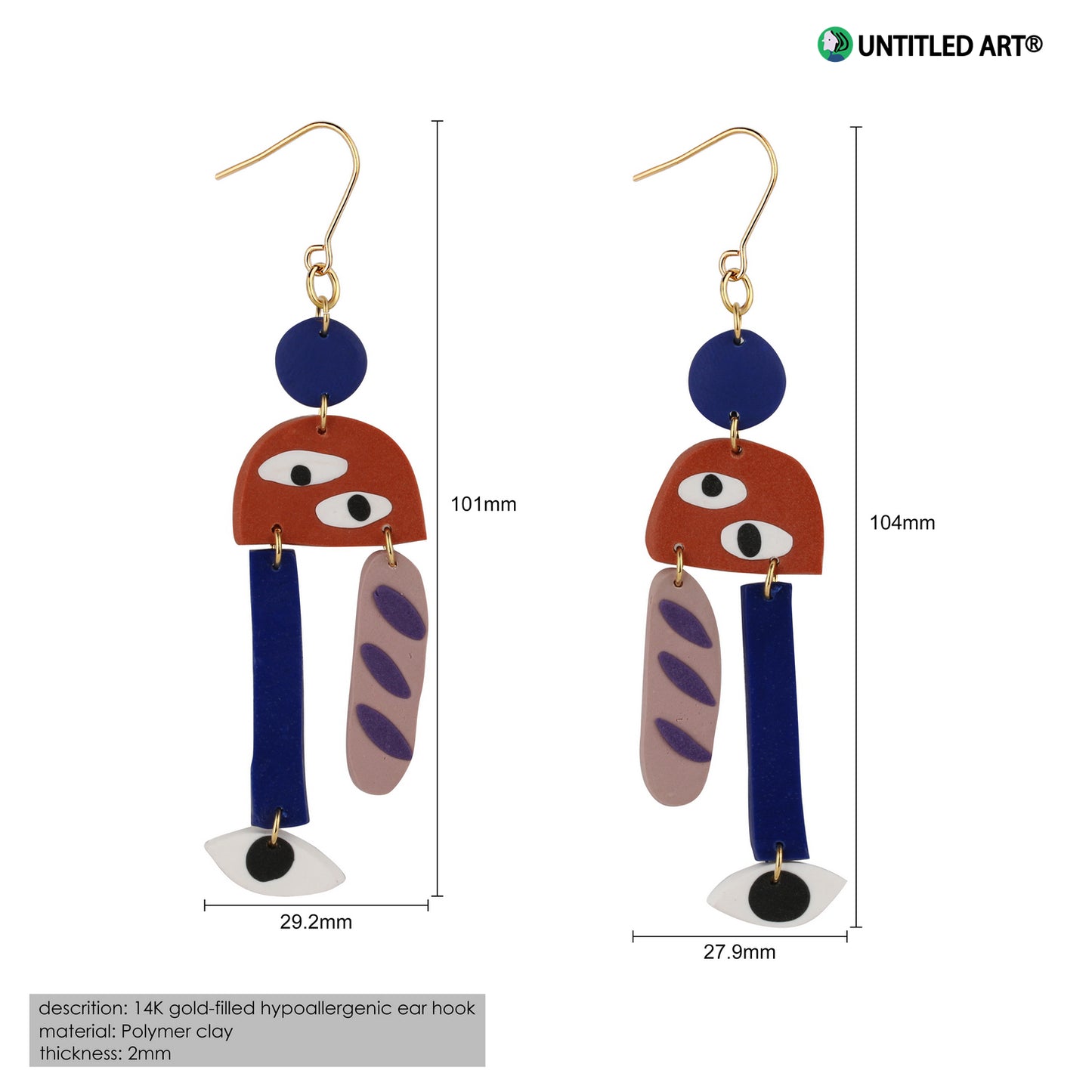 Geometric abstract eye earrings original design niche fashion ear clips high-end trendy cool earrings
